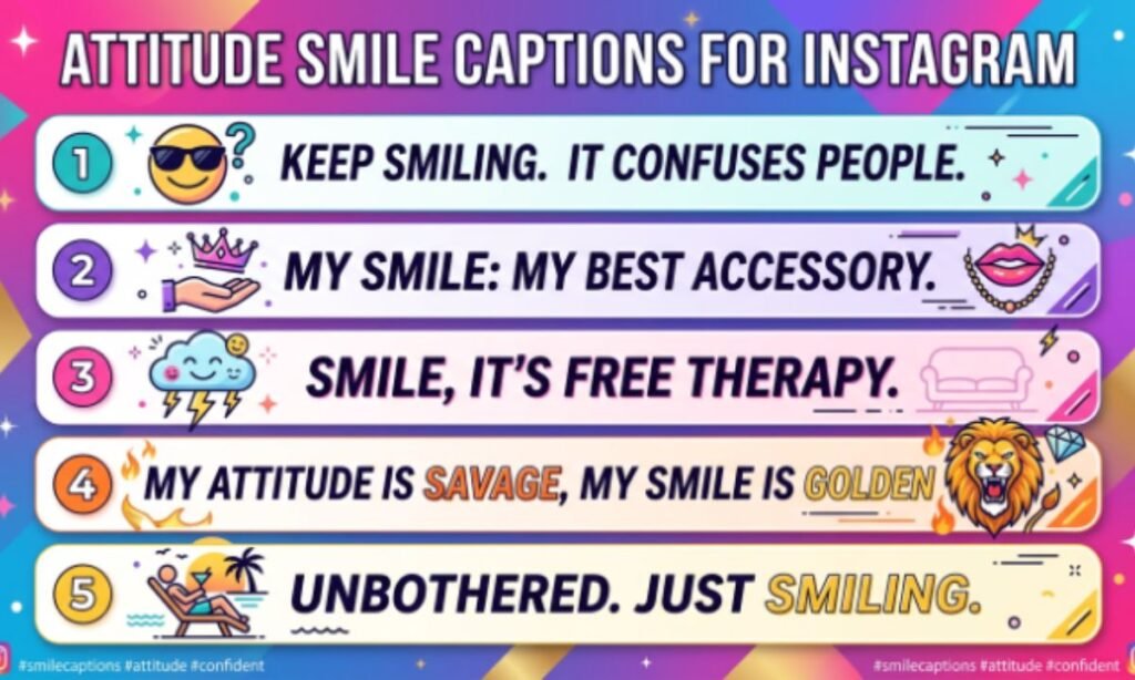 Attitude Smile Captions for Instagram