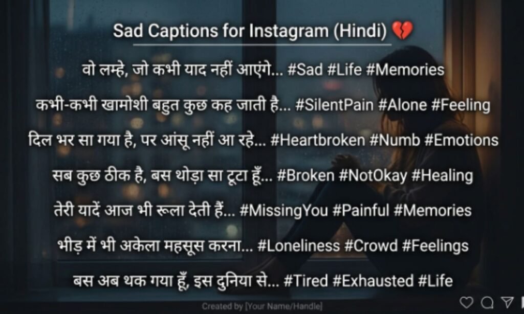 Sad captions for Instagram in Hindi
