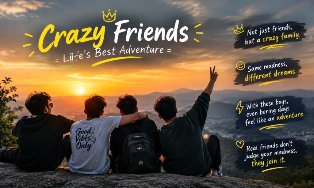 Crazy Friends Captions for Boys