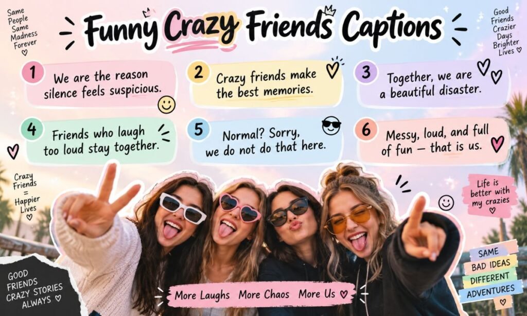 Funny Crazy Friends Captions