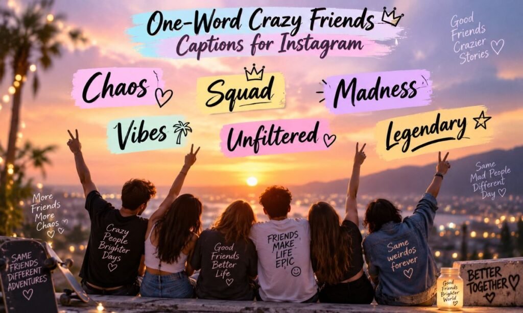 One-Word Crazy Friends Captions
