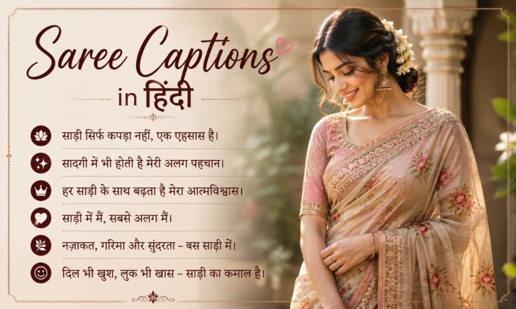 Short And Sweet Saree Captions In Hindi