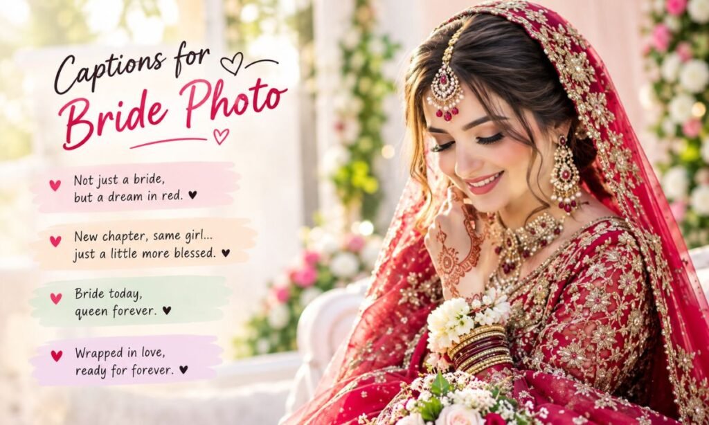 Short Captions for Bride Photo