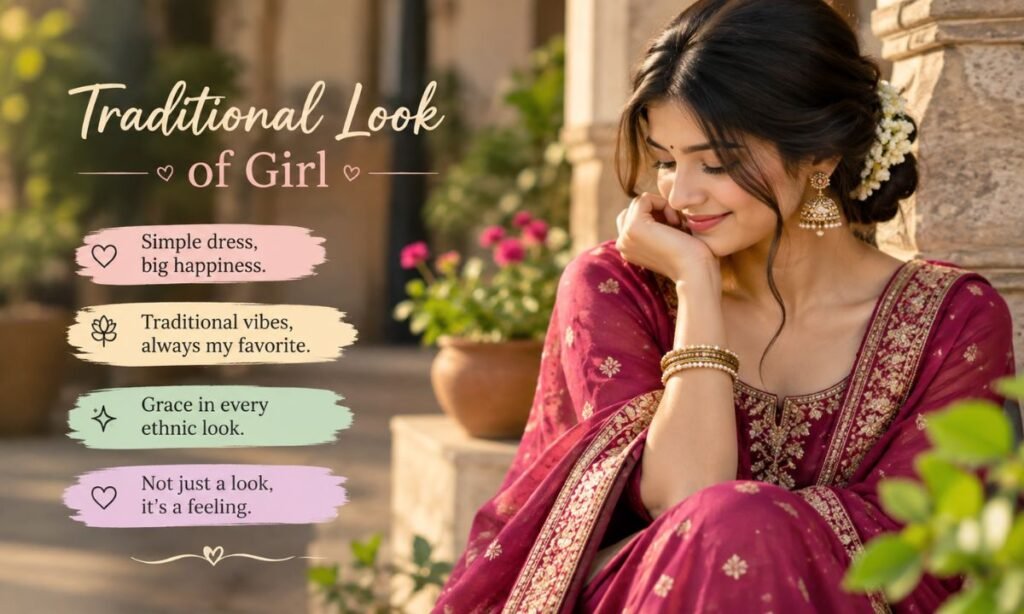 Short Captions for Traditional Look for Girl