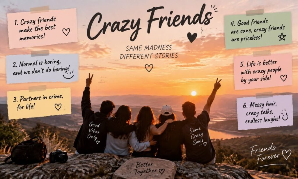 Short Crazy Friends Captions
